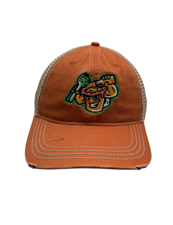 Cheladas Orange Distressed Trucker